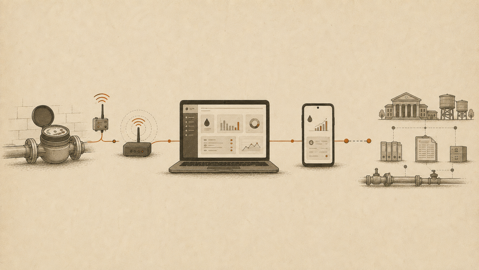 ilustrasi water metering IoT System