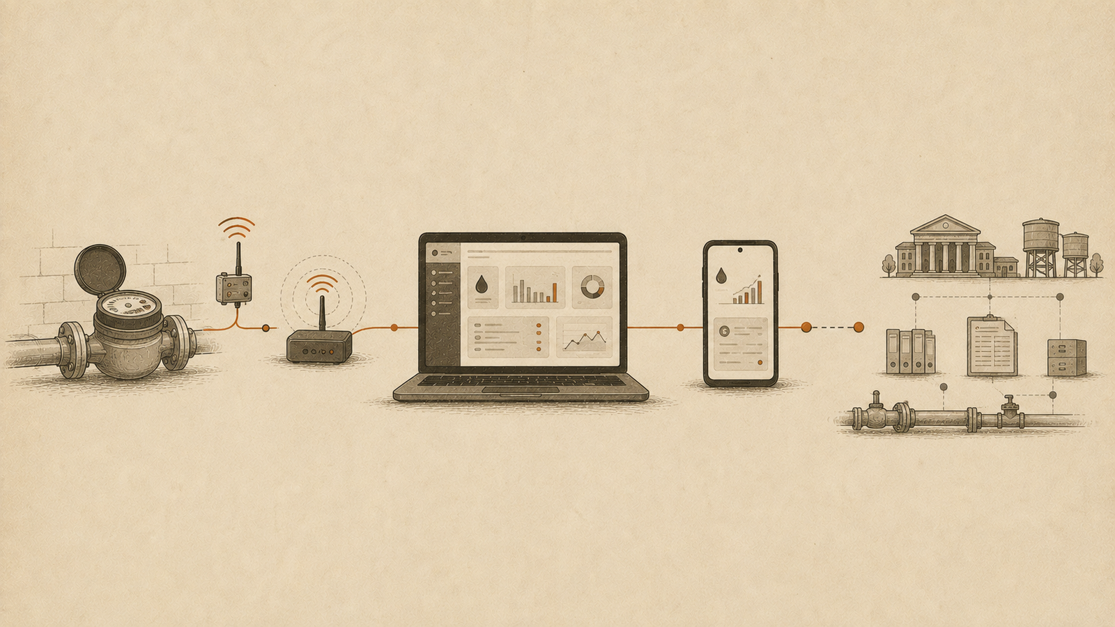 ilustrasi water metering IoT System